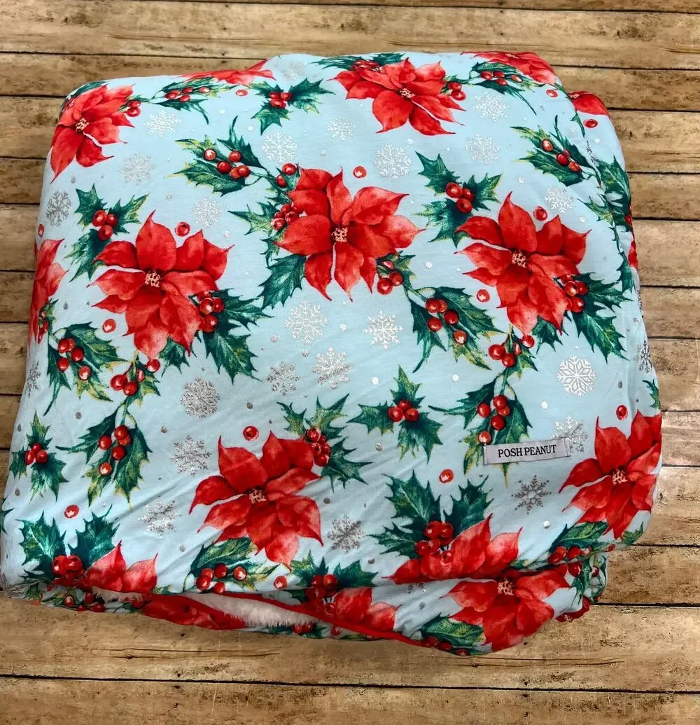Posh Peanut Winter Lily Poinsettia Plush Luxe Patoo Bamboo Blanket 60x60